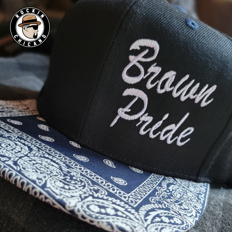 Brown Pride Blue and black Bandana Snapback hat