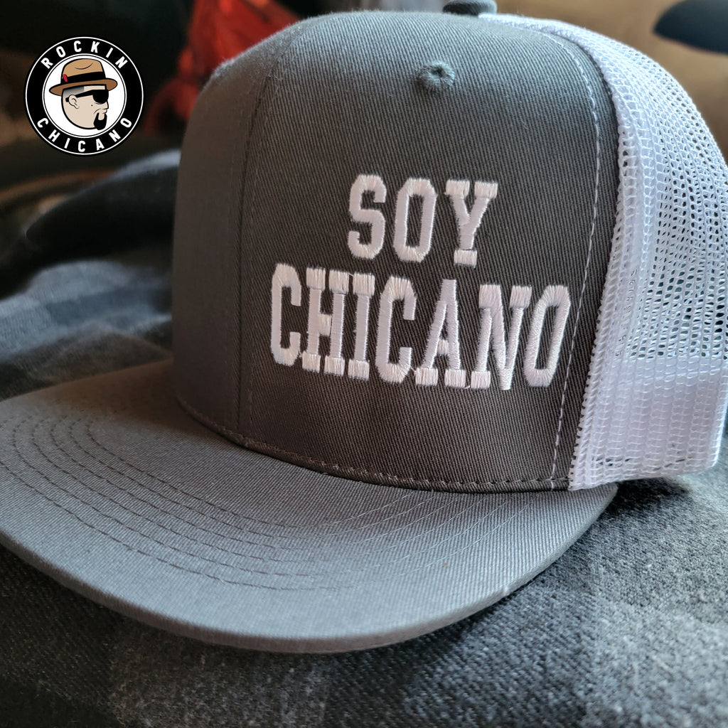 Soy Chicano Gray and White Snapback hat