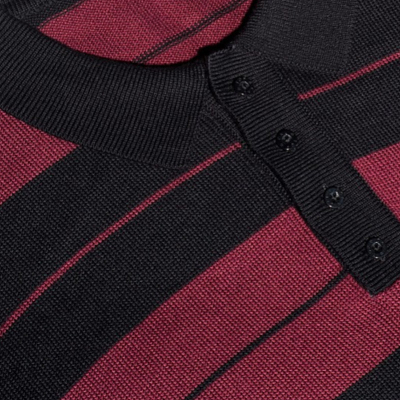 OG KNITTED BUMBLE BEE POLO-BLACK/ BURGUNDY